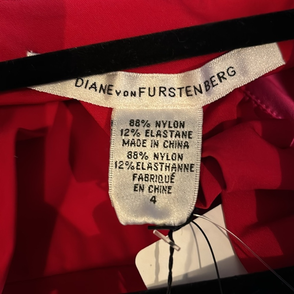 NWT-Diane Von Furstenberg Red Ruffle Dress - Picture 4 of 5